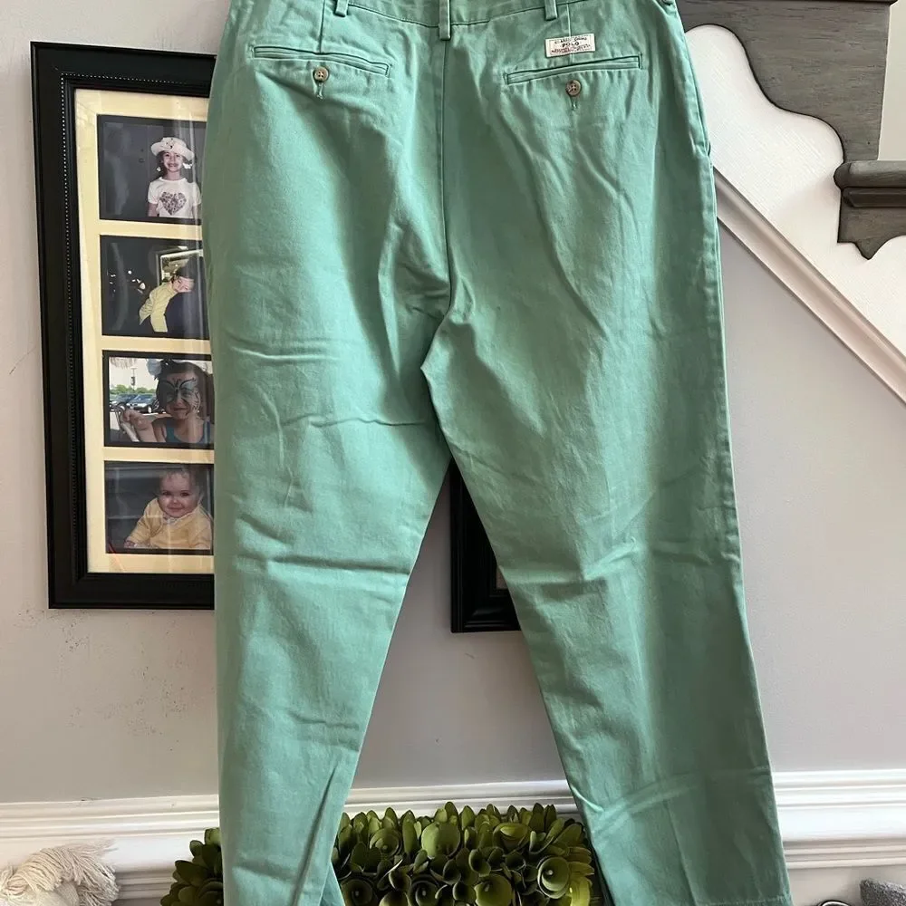 Polo Ralph Lauren Light Green Classic Chino Pants sz 35/30 EUC